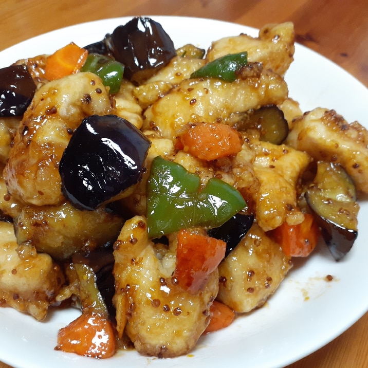 鶏胸唐揚げのオレンジマスタード和え!